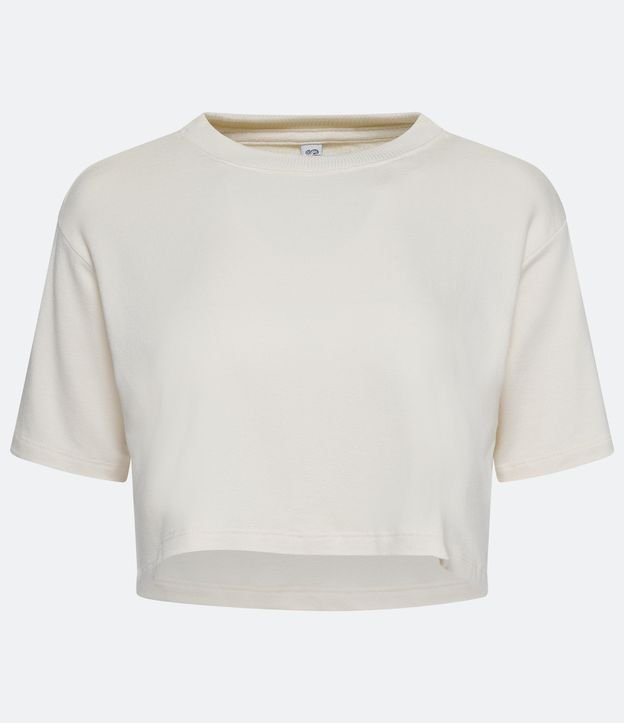 Blusa Cropped en Viscosa sin Estampado Beige 4