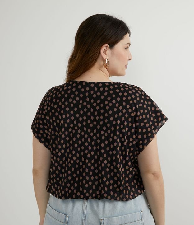 Blusa Manga Corta en Tul con Escote Cruzado Curve & Plus Size Negro 2