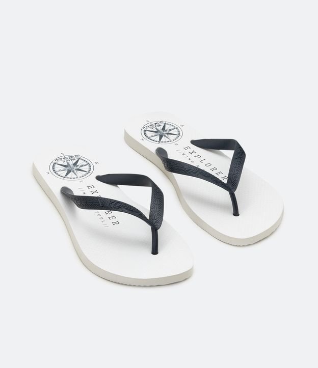 Chanclas de Dedo en Goma Estampado Rosa de los Vientos Blanco 2