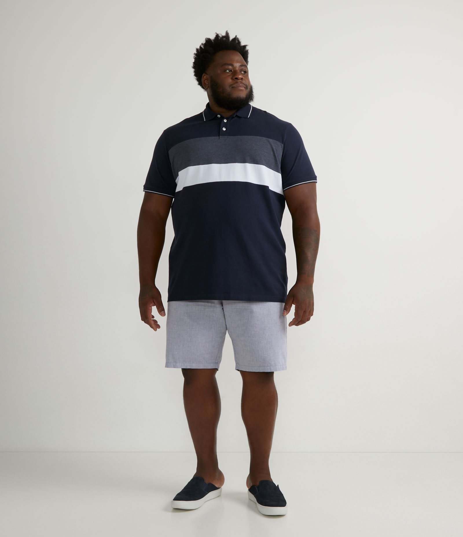 Bermuda em Oxford com Cós Elástico e Bolsos Faca - Plus Size Cinza 6