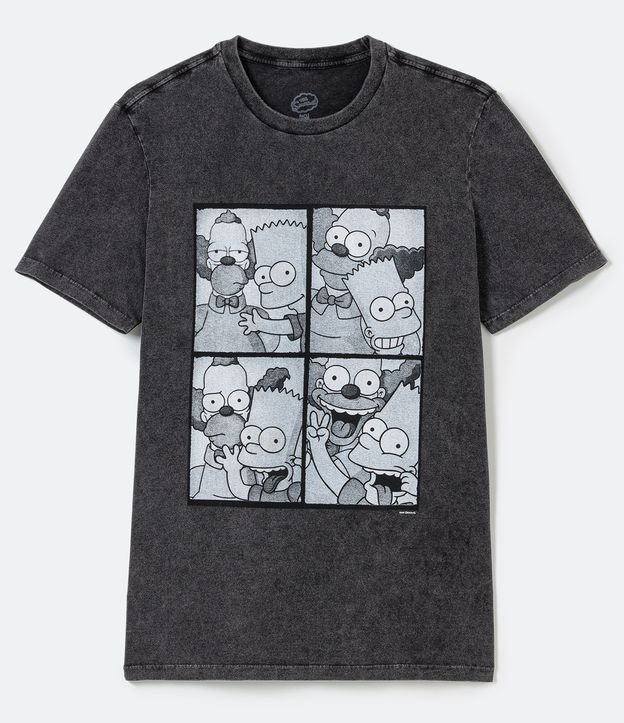 Remera Manga Corta Jaspeada Estampado Bart y Krusty Negro 6