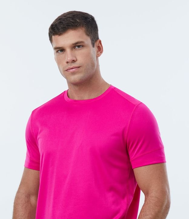 Remera Deportiva Sin Estampa con Recorte en la Espalda Rosado 5