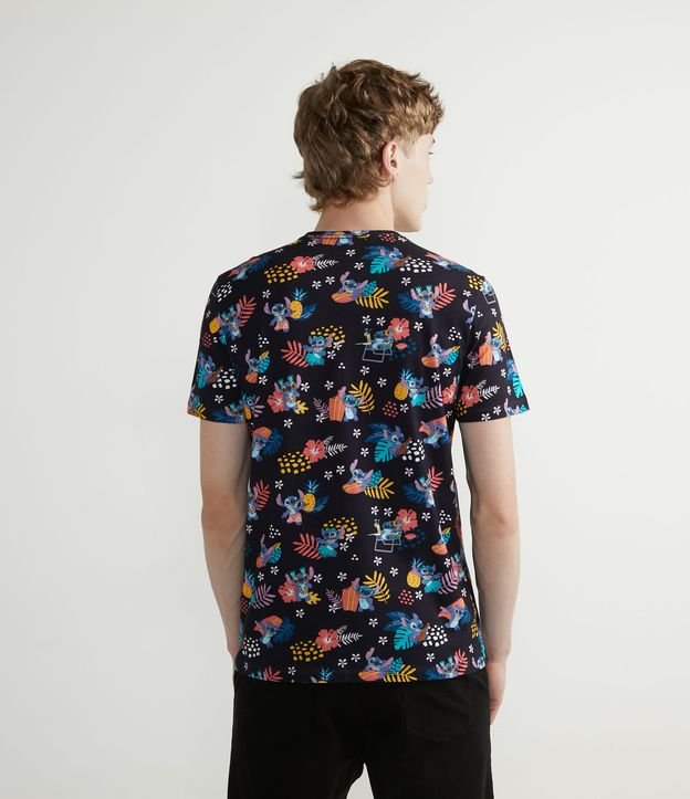 Remera Manga Corta en Algodón con Estampado Stitch Negro 2