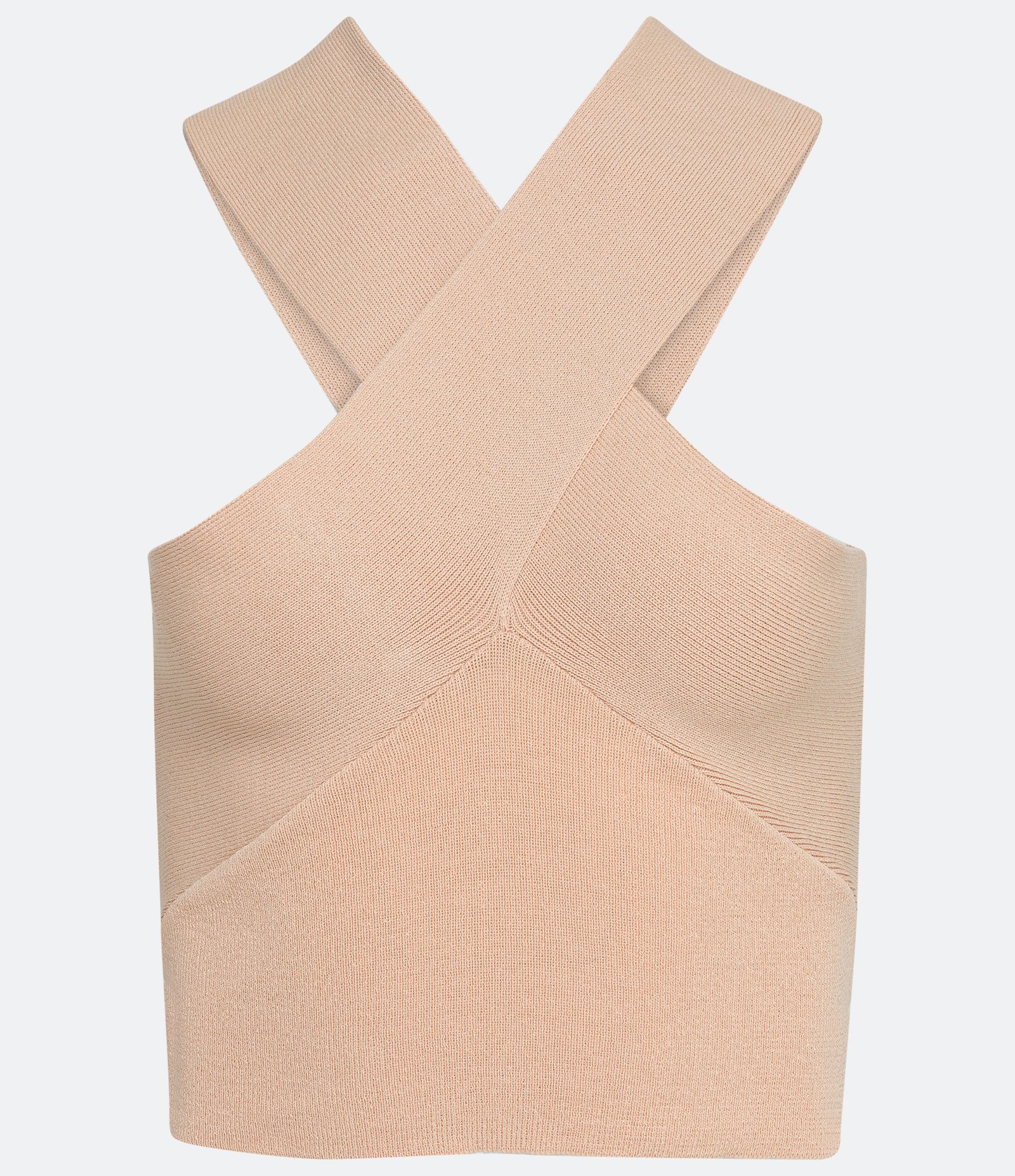 Blusa Curta em Tricô com Decote Cruzado e Busto Marcado Marrom 5