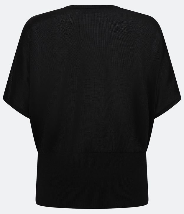 Blusa de Punto Manga Corta con Barra Ajustada Negro 6