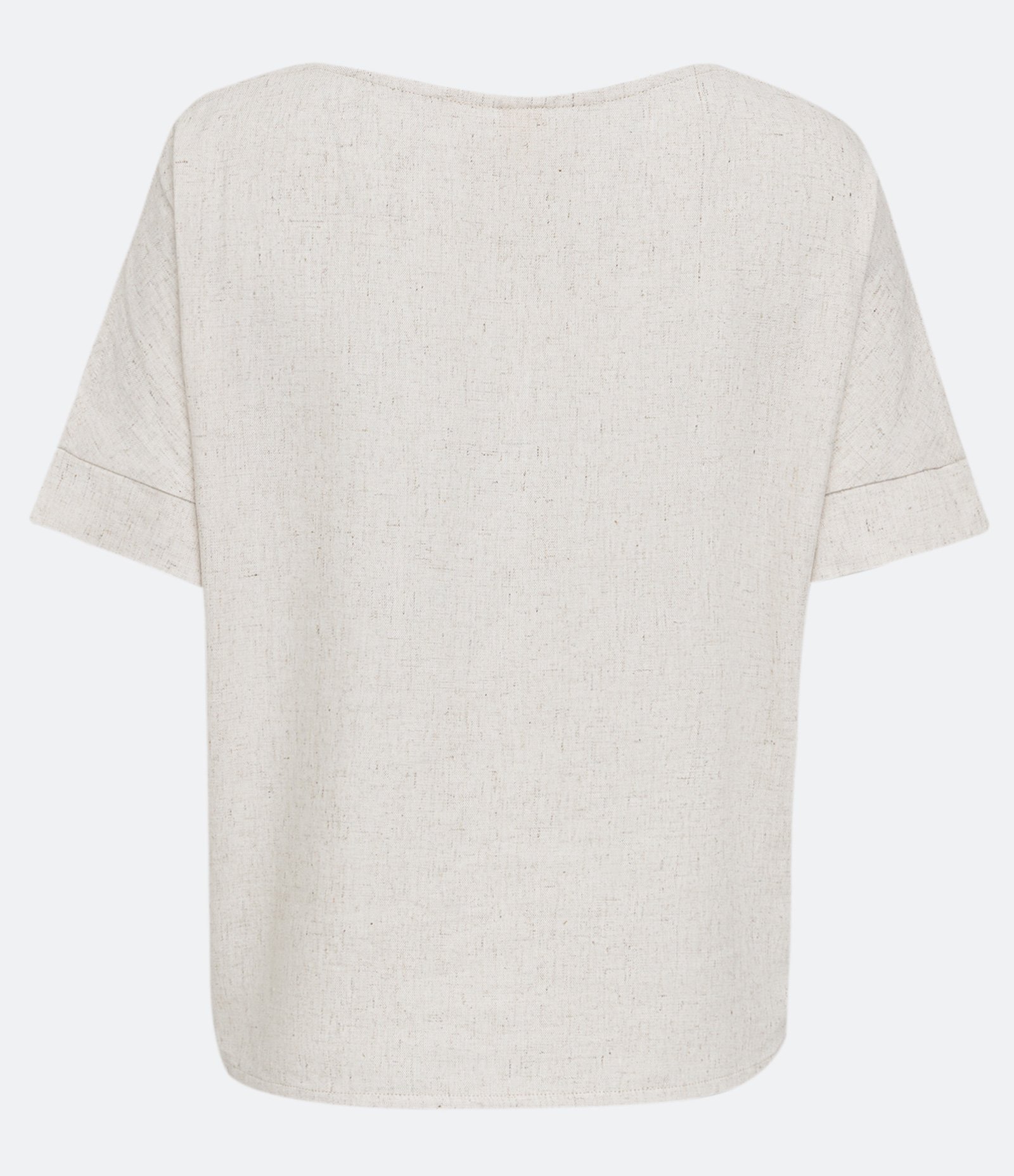Blusa em Viscolinho com Manga Curta e Gola Canoa Bege 6
