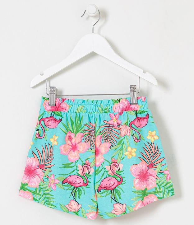 Short Infantil Clochard con Estampado Tropical - Talle 5 a 14 años Azul 2