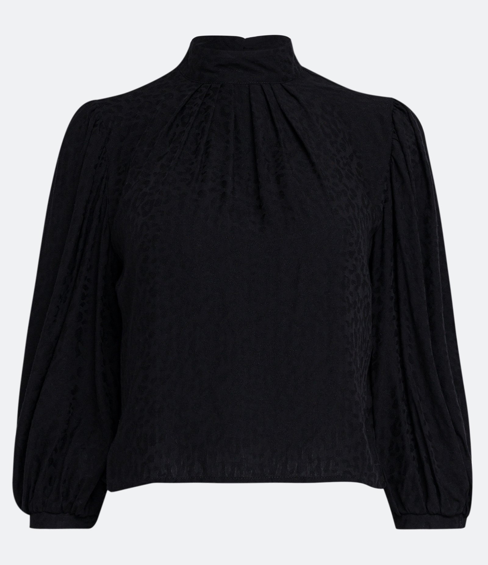 Blusa em Jacquard com Gola Alta e Manga Bufante 2