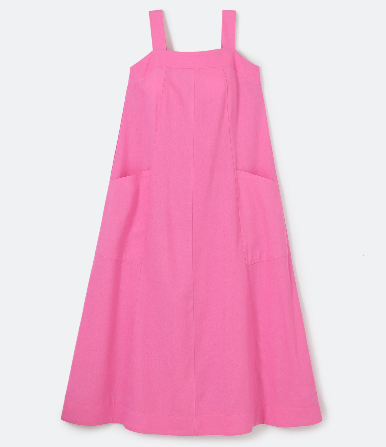 Vestido Midi em Tricoline com Alças Largas e Bolsos Frontais Rosa 5