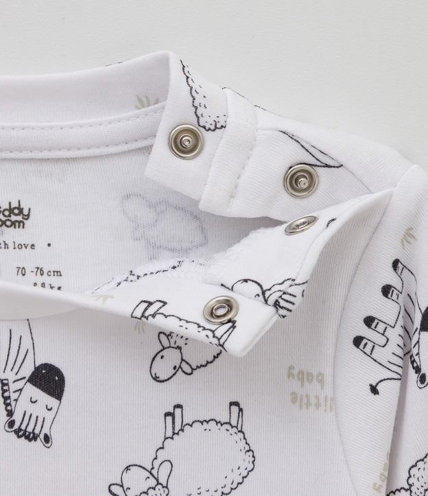 Conjunto Infantil Body con Estampas de Animalitos y Pantalón con Bordado Trasero - Talle 0 a 18 meses Blanco 4