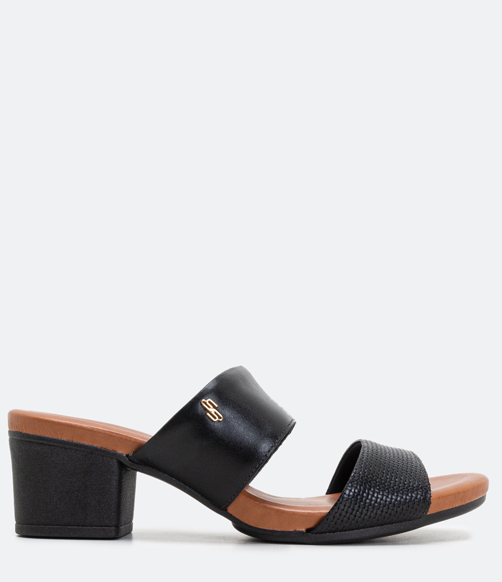 Sandália com Salto Bloco e Tiras Largas Preto 2