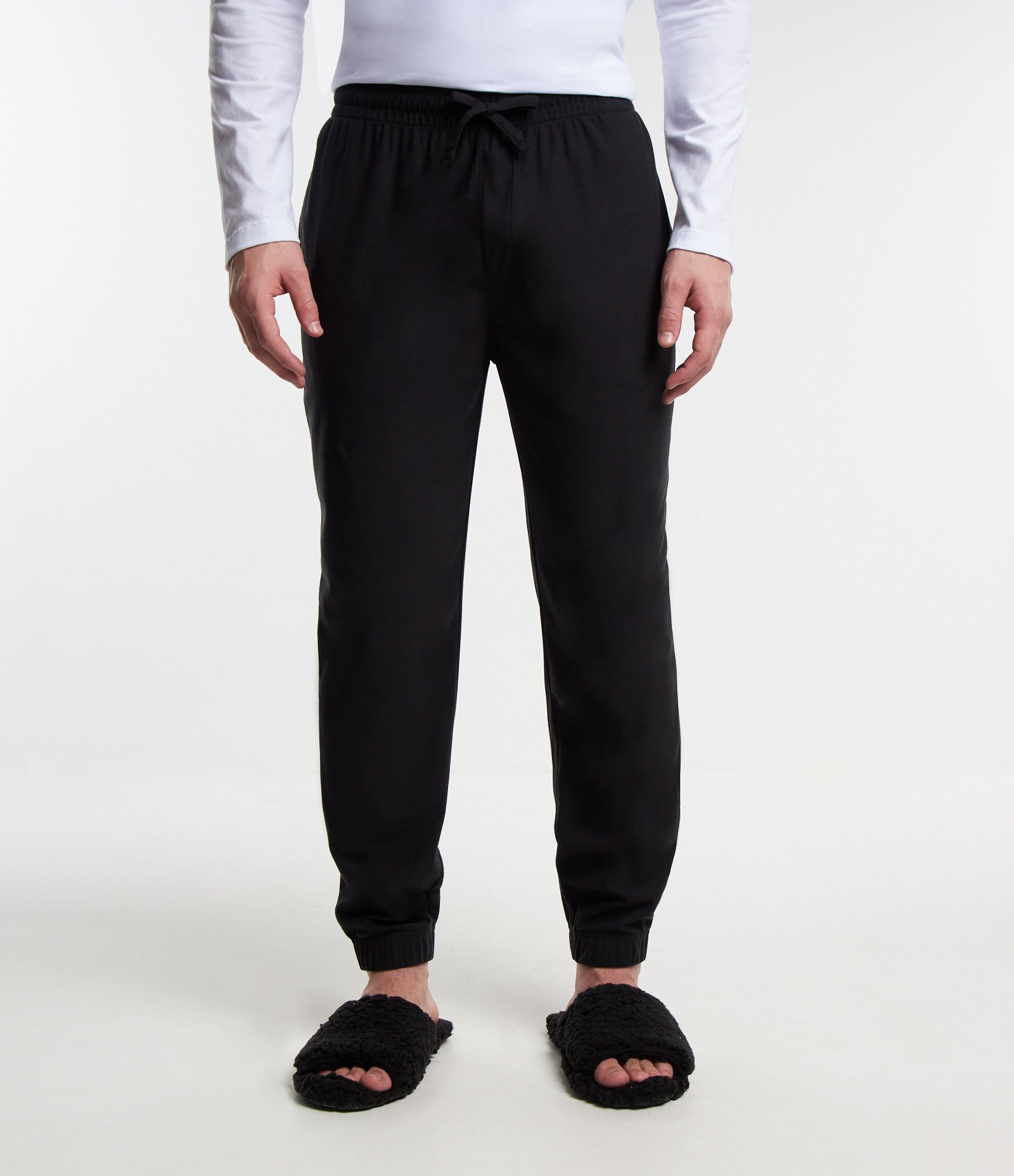 Calça Pijama com Cós e Barra com Ajuste Preto 2