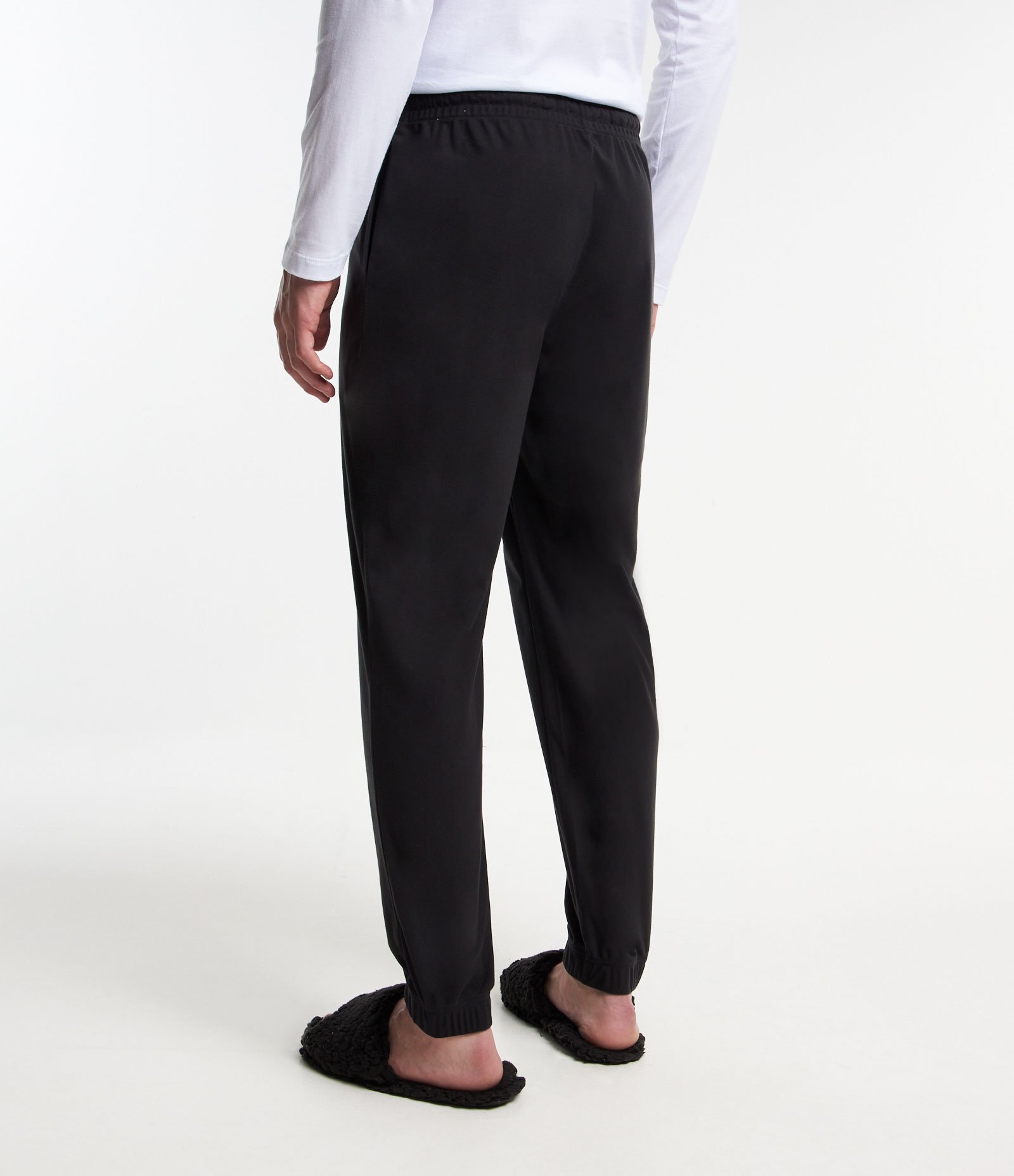 Calça Pijama com Cós e Barra com Ajuste Preto 3