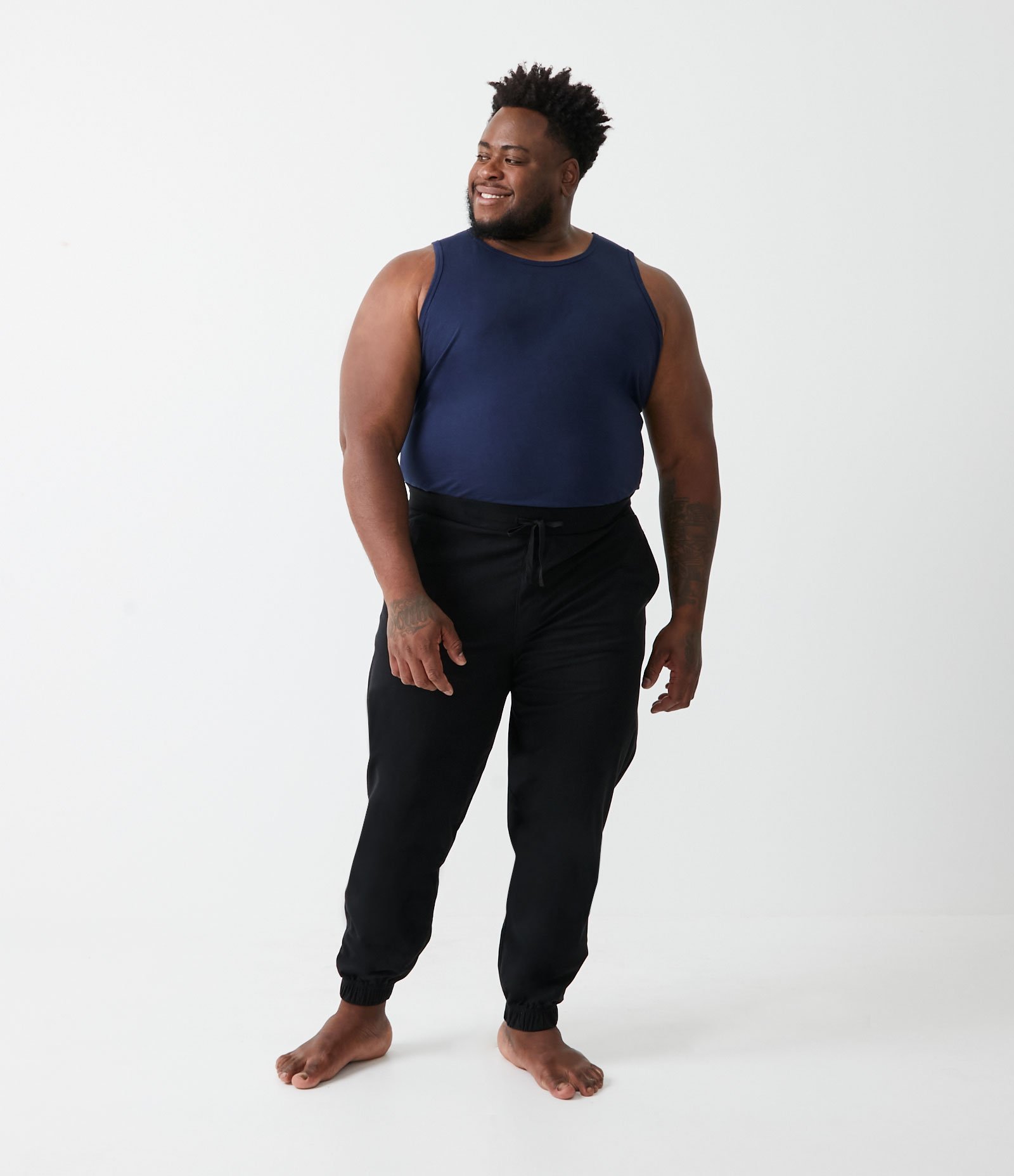 Calça Pijama com Cós e Barra com Ajuste Preto 5