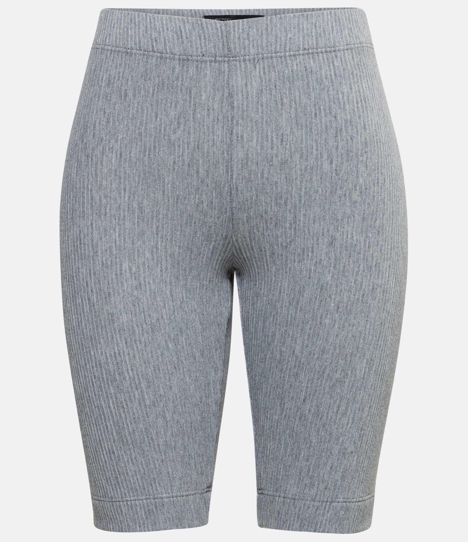 Bermuda Ciclista Canelada com Cós Elástico Cinza 1