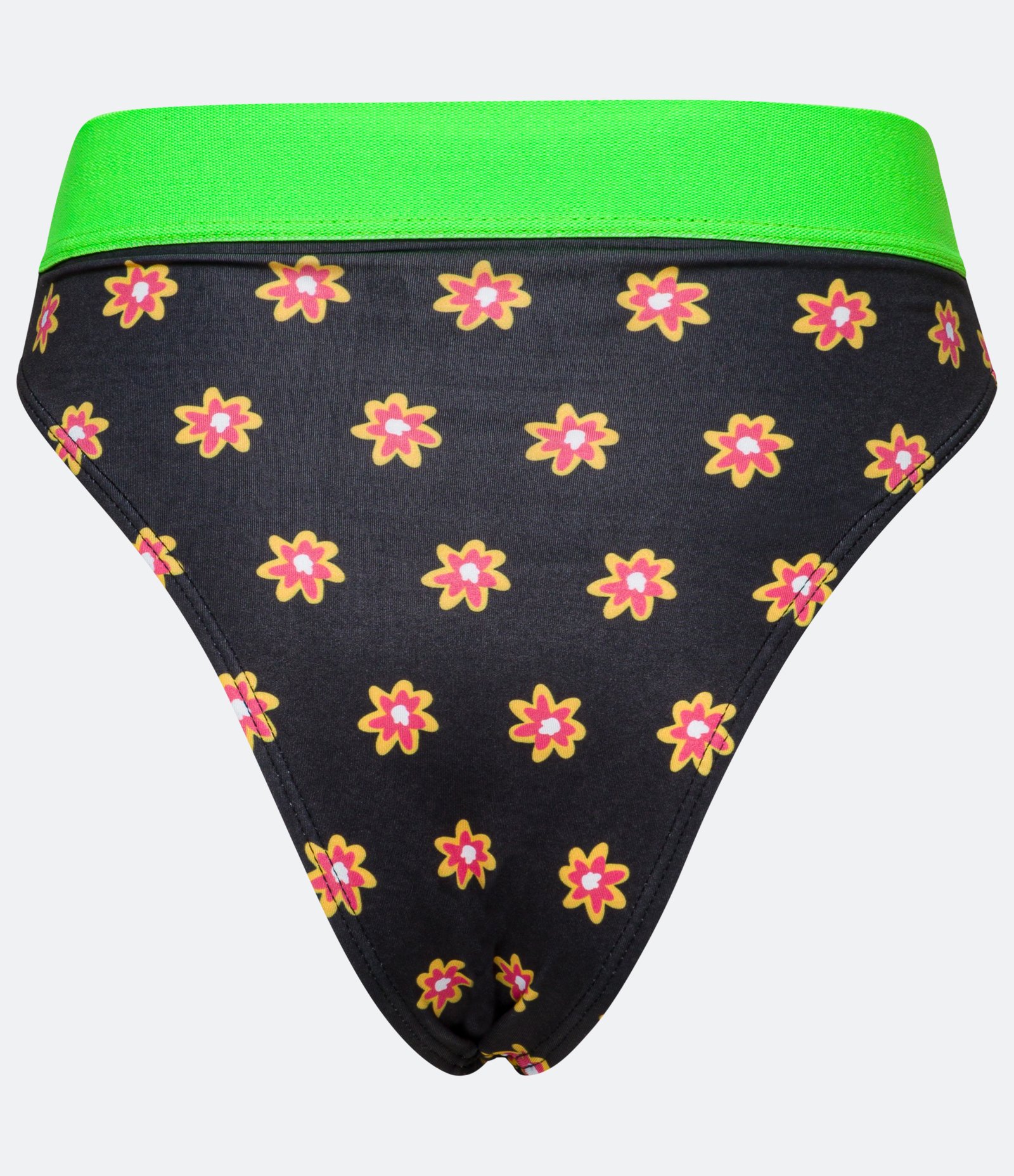 Short Hot Pants Floral Cavado com Cós Contrastante Preto 2