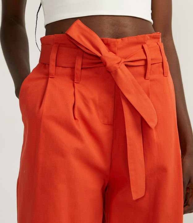 Pantalón Clochard en Algodón con Banda para Amarre Naranja 4