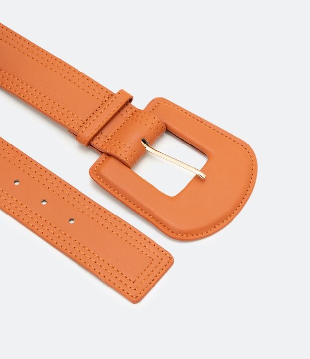 Cinturón Mediano Pespuntado y Hebilla Forrada Naranja 2