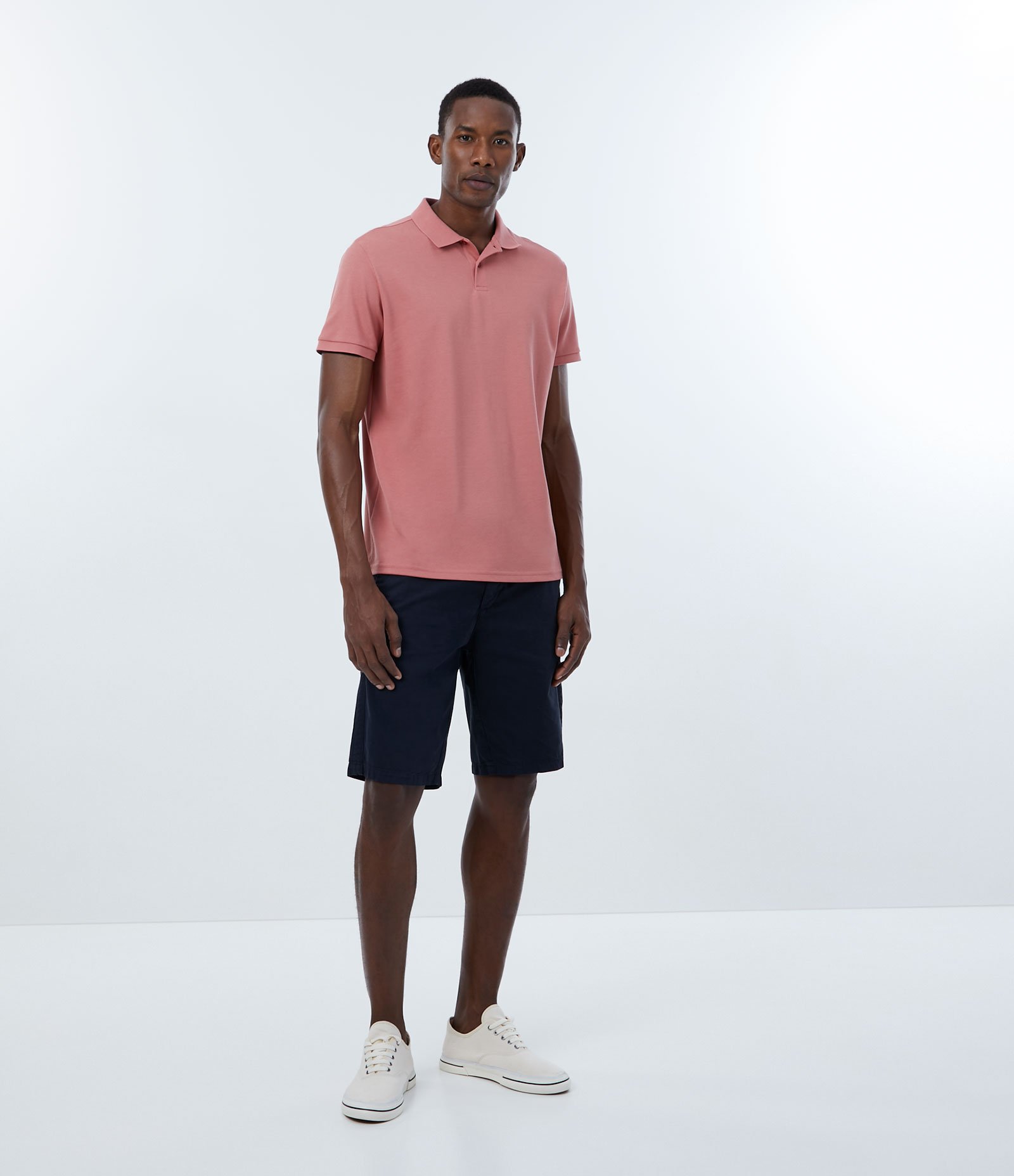 Camisa Polo Comfort em Algodão Peruano Salmão 1