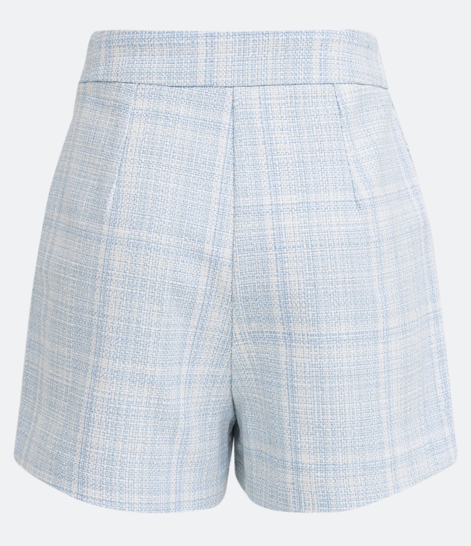 Bermuda em Tweed com Bolso Lapela e Botões de Coração Azul 7