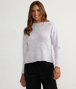Suéter em Tricô Texturizado com Cava Deslocada
