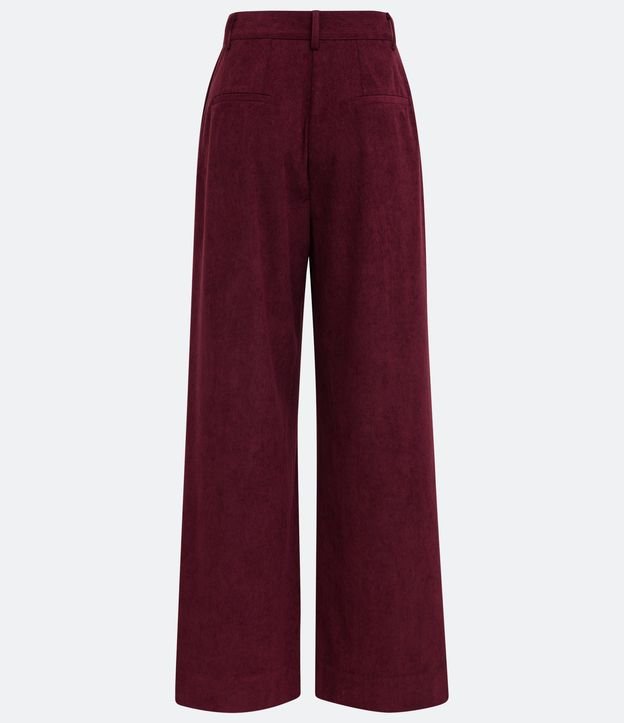 Pantalón Wide Leg en Terciopelo con Pliegues y Botón Rojo 8