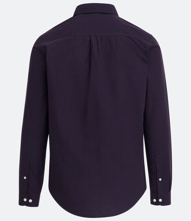 Camisa Slim en Algodón Estampado de Cuadros Manga Larga Azul 8