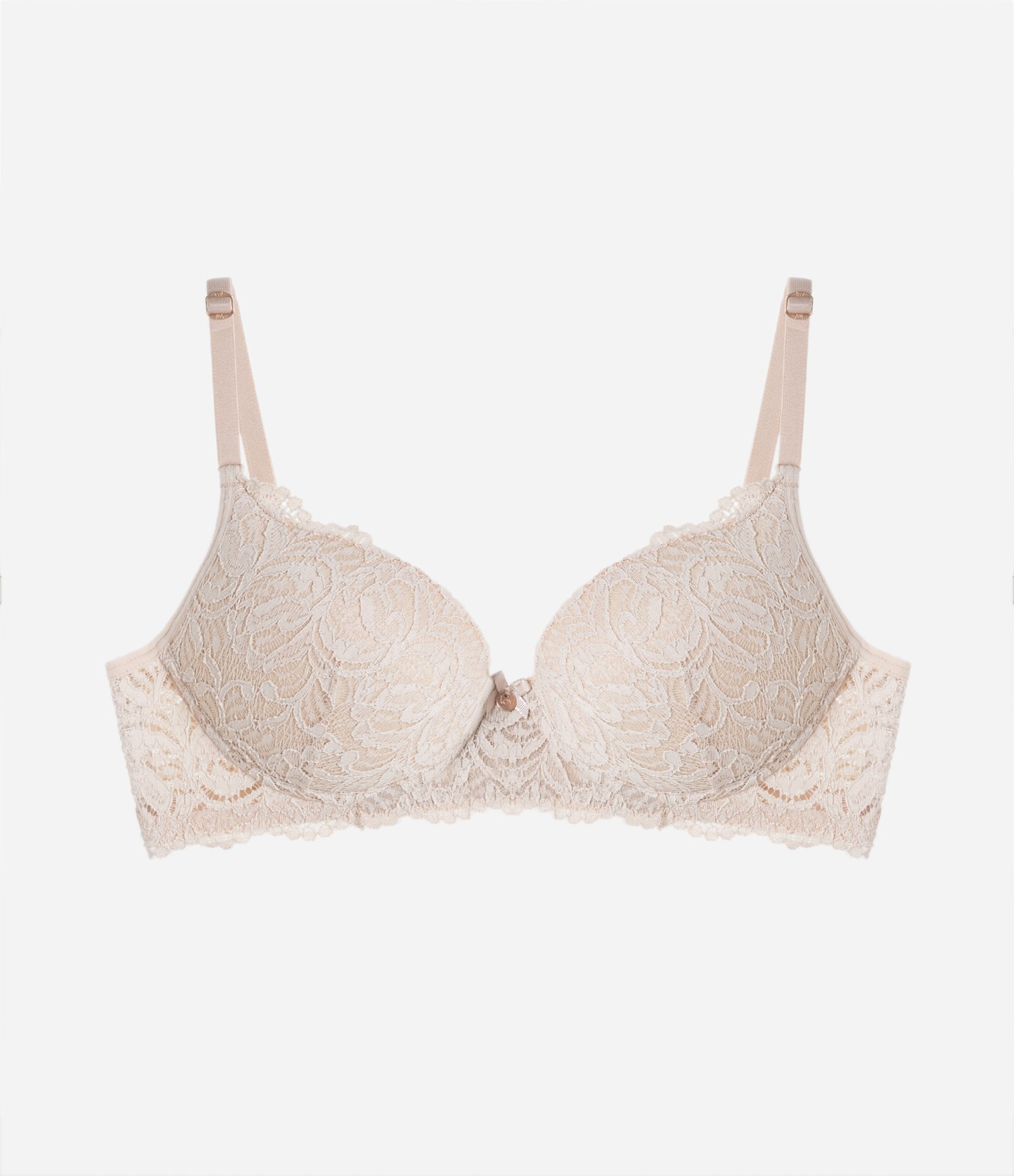 Sutiã Base Básico em Renda Rústica com Bojo Oco Bege Champanhe 8