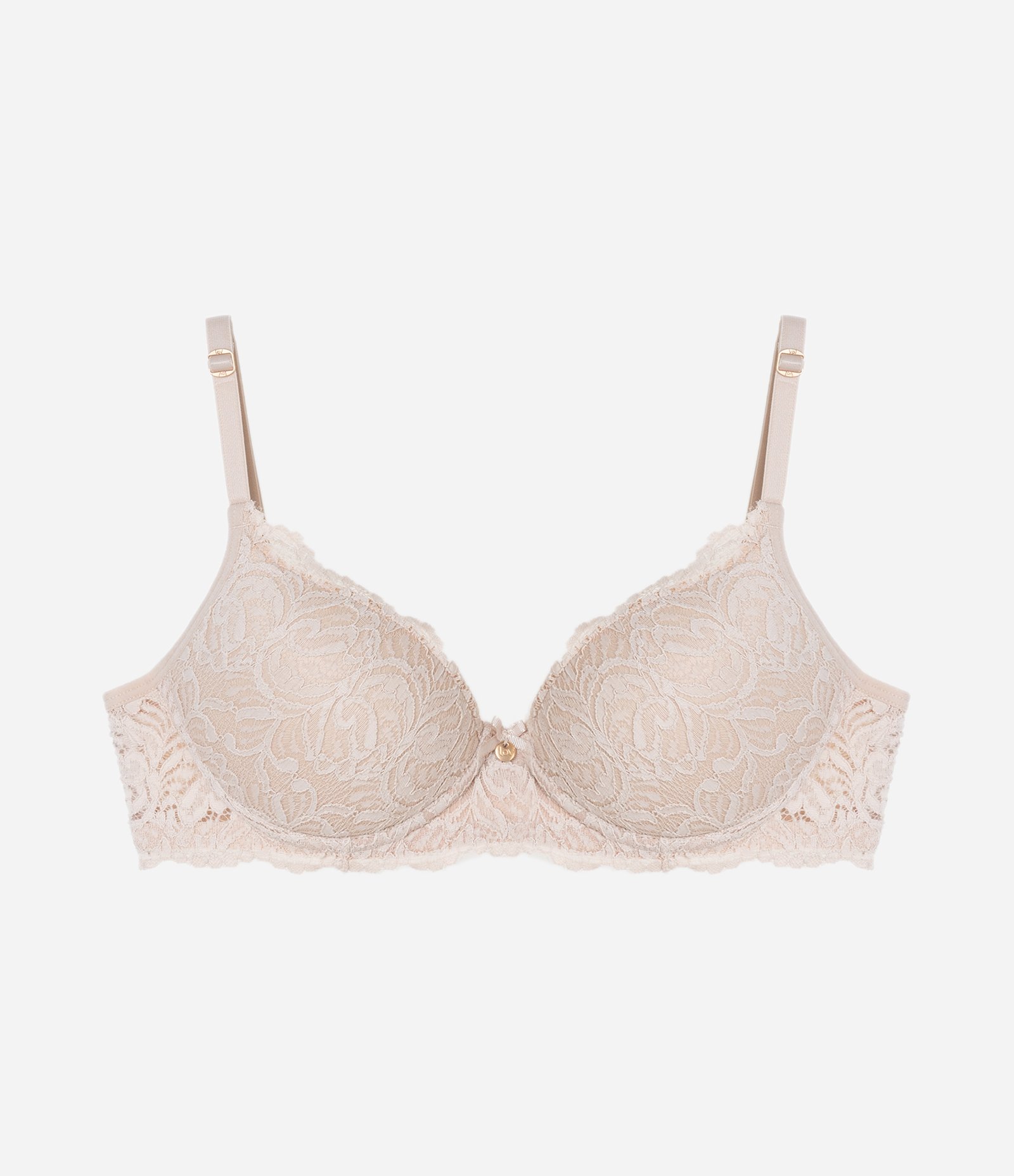 Sutiã Base Básico em Renda Rústica com Bojo Oco Bege Champanhe 9