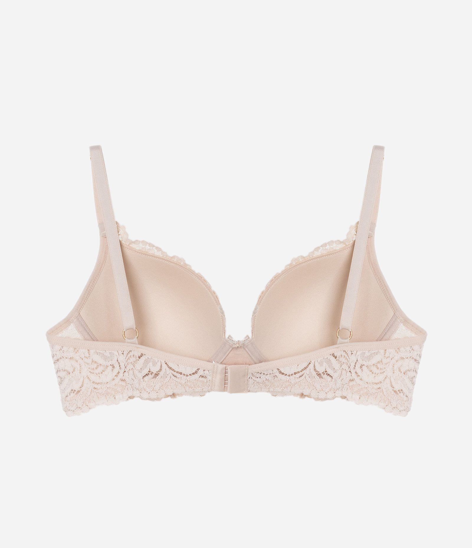 Sutiã Base Básico em Renda Rústica com Bojo Oco Bege Champanhe 10