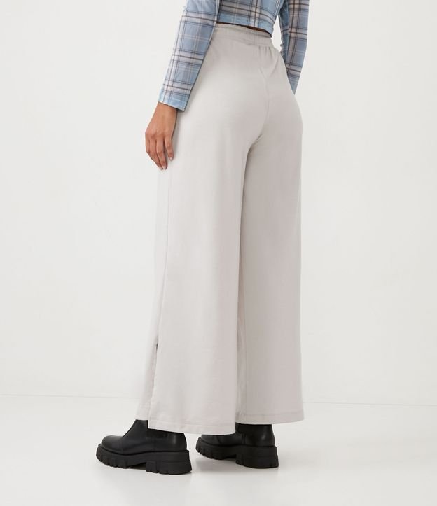 Pantalón Pantalona en Algodón con Pliegas y Cadenas Beige 5