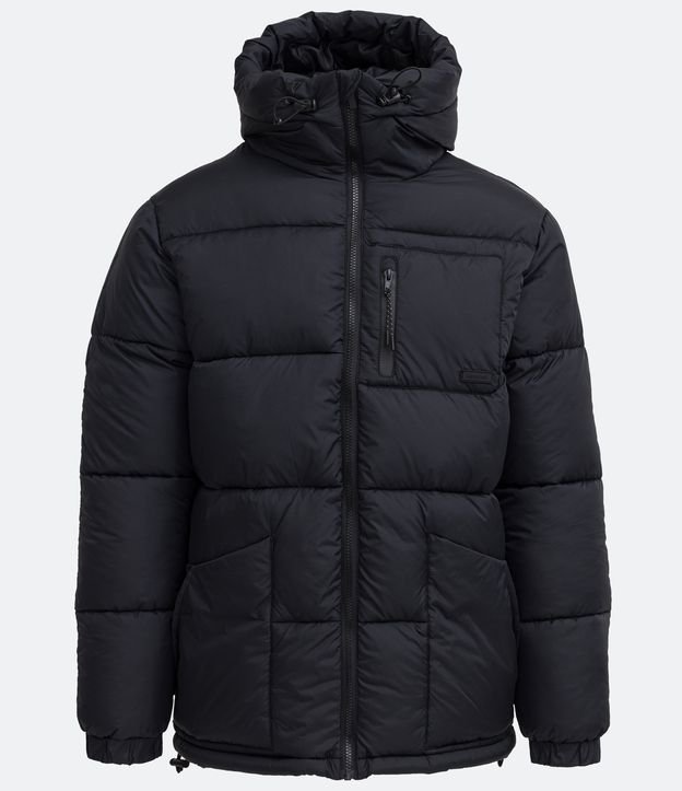 Campera Puffer en Poliamida con Cuello Alto Negro 8