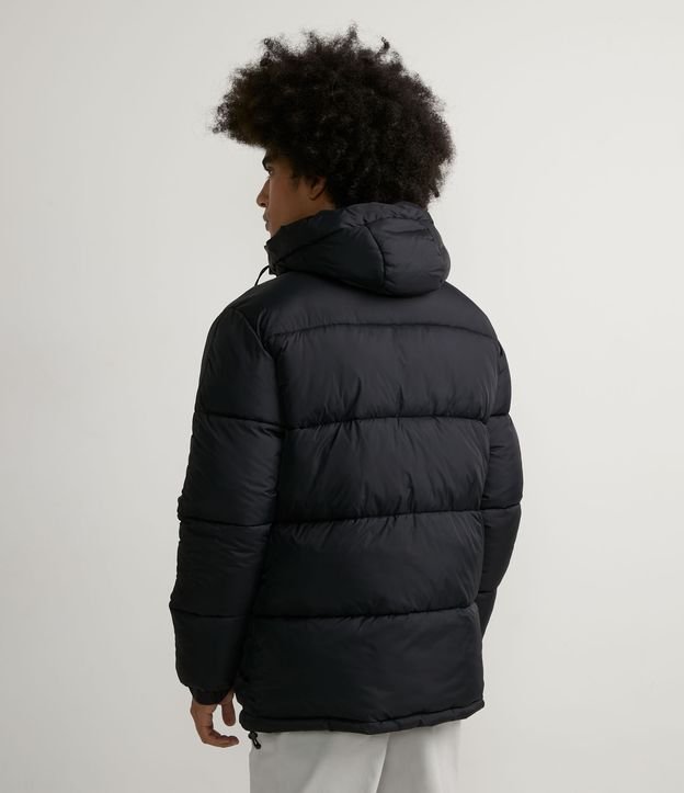 Campera Puffer en Poliamida con Cuello Alto Negro 3