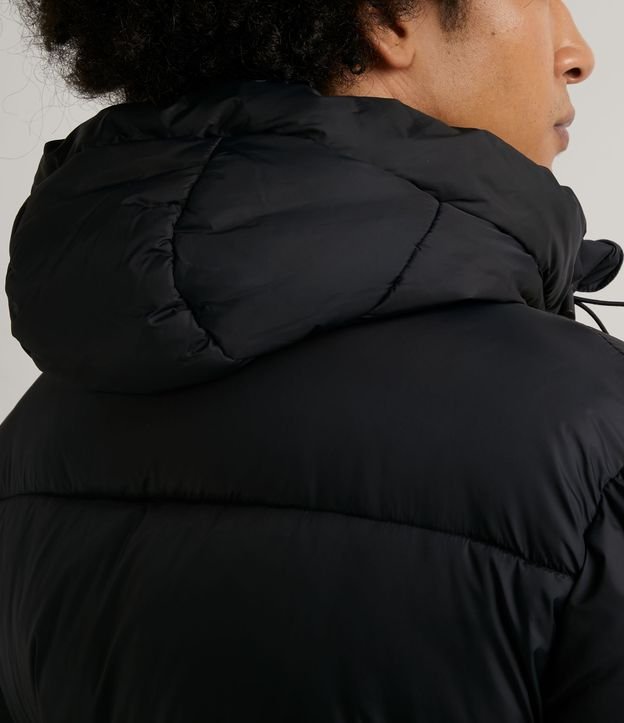 Campera Puffer en Poliamida con Cuello Alto Negro 6