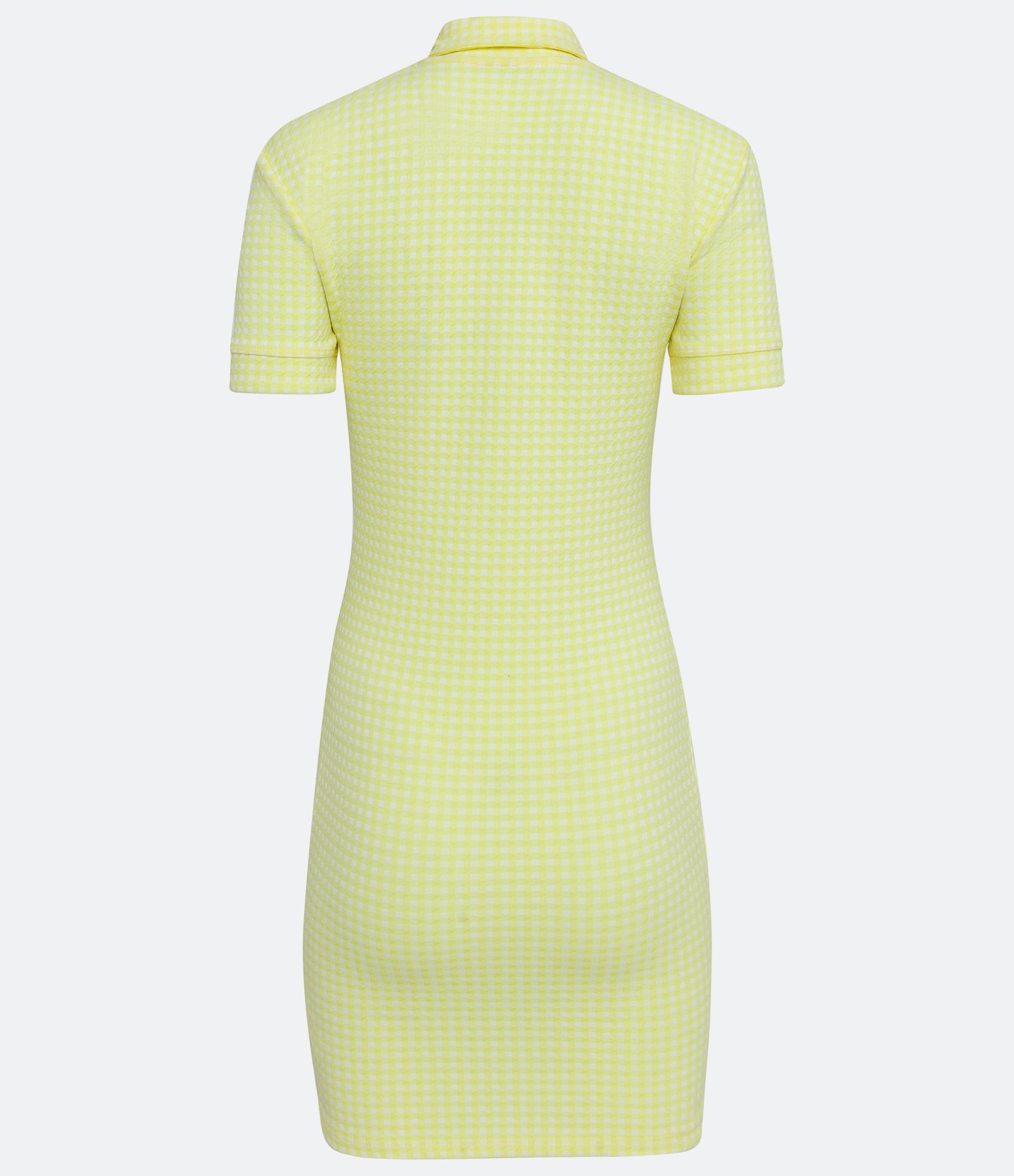 Vestido Curto em Jacquard Xadrez com Gola Polo Amarelo 6