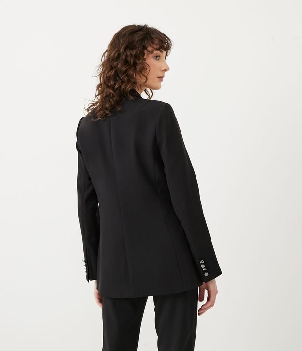Blazer Femenino con Abotonado Frontal y Bolsillos Incorporados Negro 6