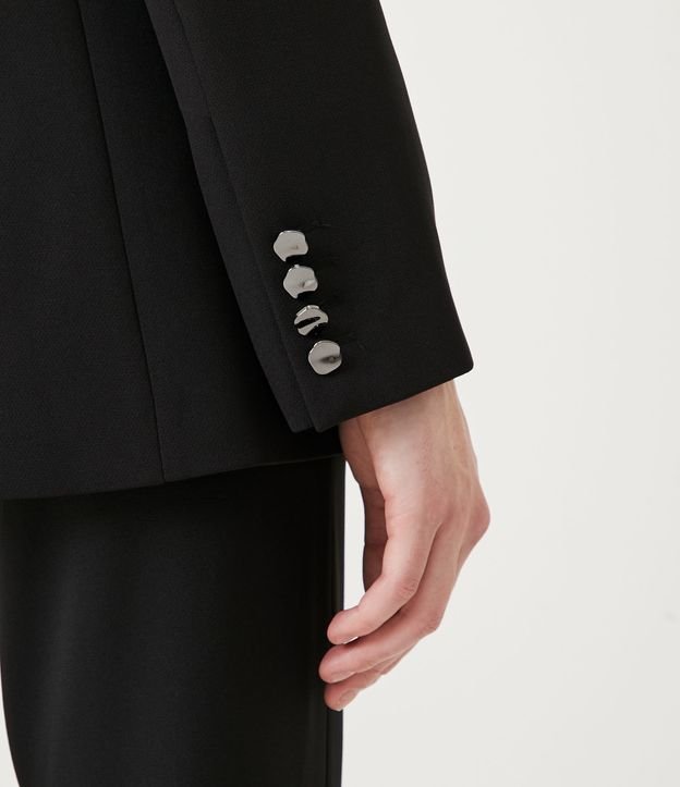 Blazer Femenino con Abotonado Frontal y Bolsillos Incorporados Negro 8