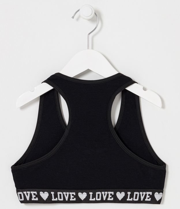 Soutien Top Infantil con Estampado Love - Talle 5 a 16 años Negro 2