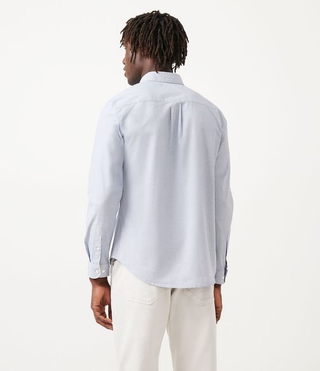 Camisa Slim en Tricolina Manga Larga con Bolsillo Azul 3