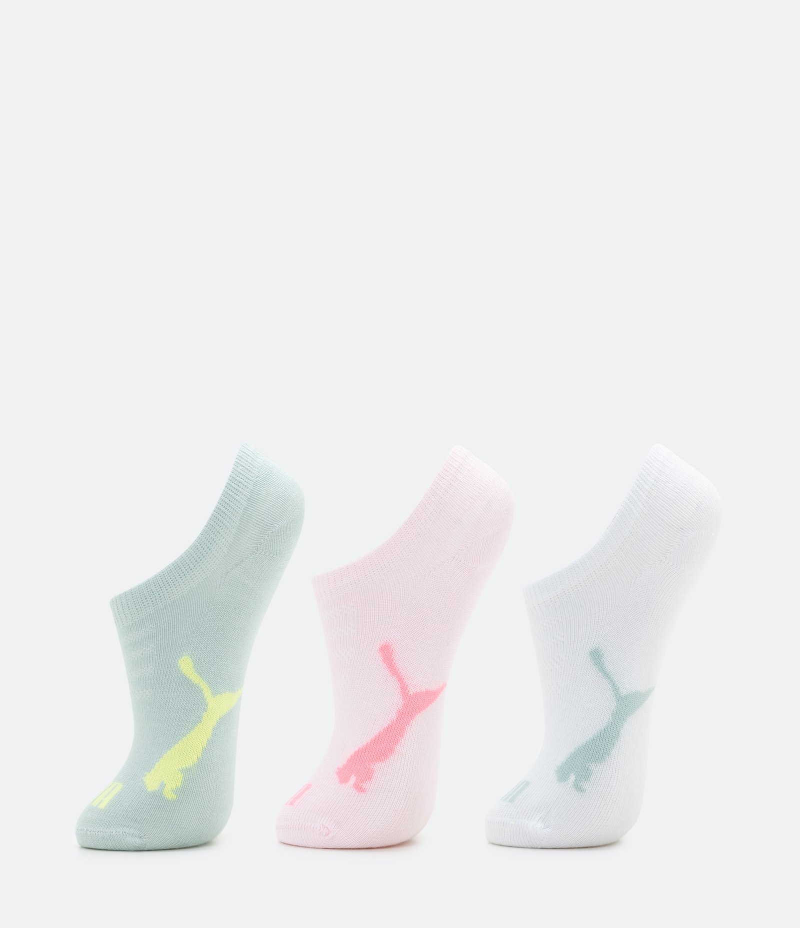 Kit 03 Pares de Meias Infantil Puma Cano Baixo - Tam 25 ao 34 Azul/Rosa/Branco 2