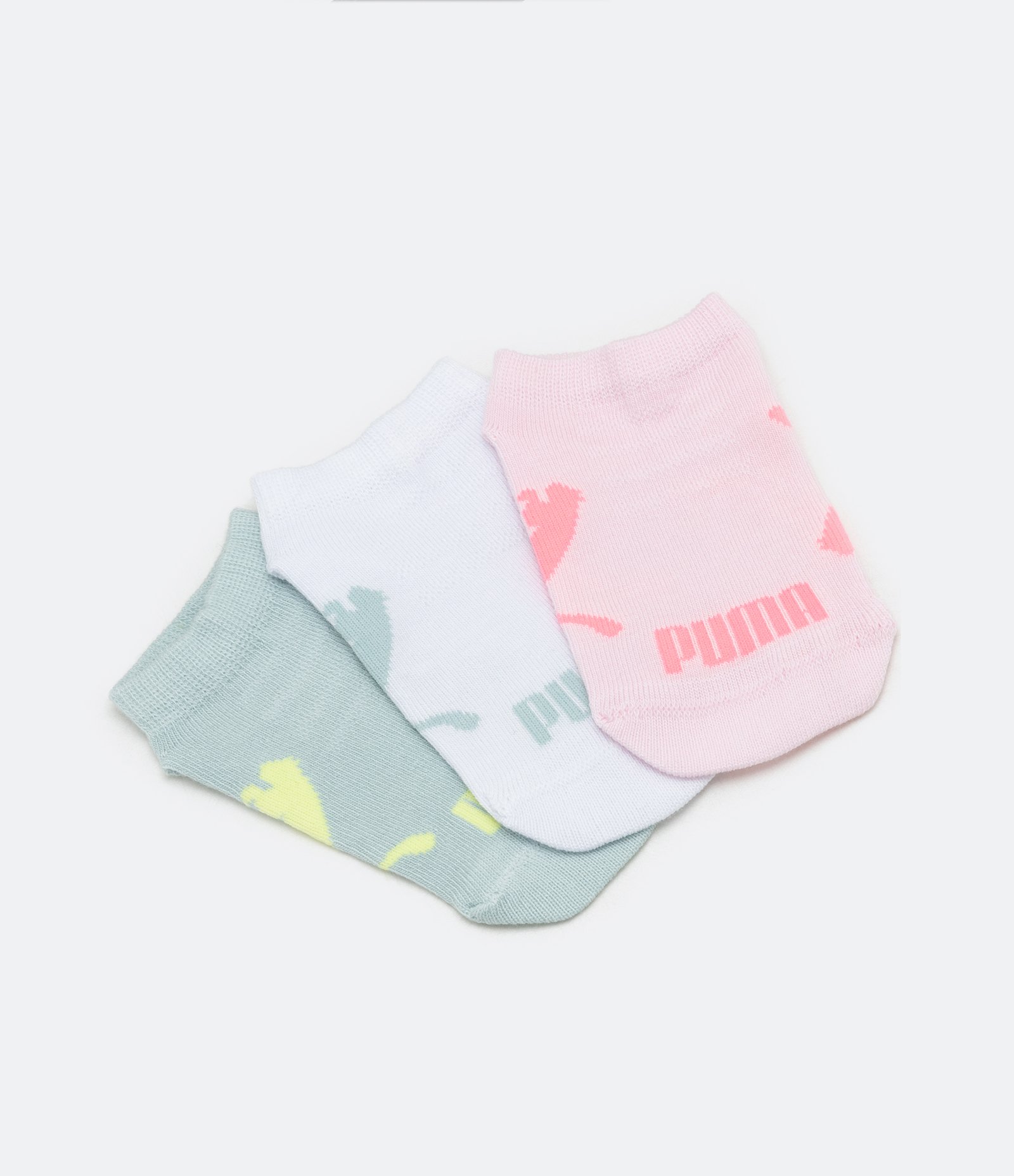 Kit 03 Pares de Meias Infantil Puma Cano Baixo - Tam 25 ao 34 Azul/Rosa/Branco 3
