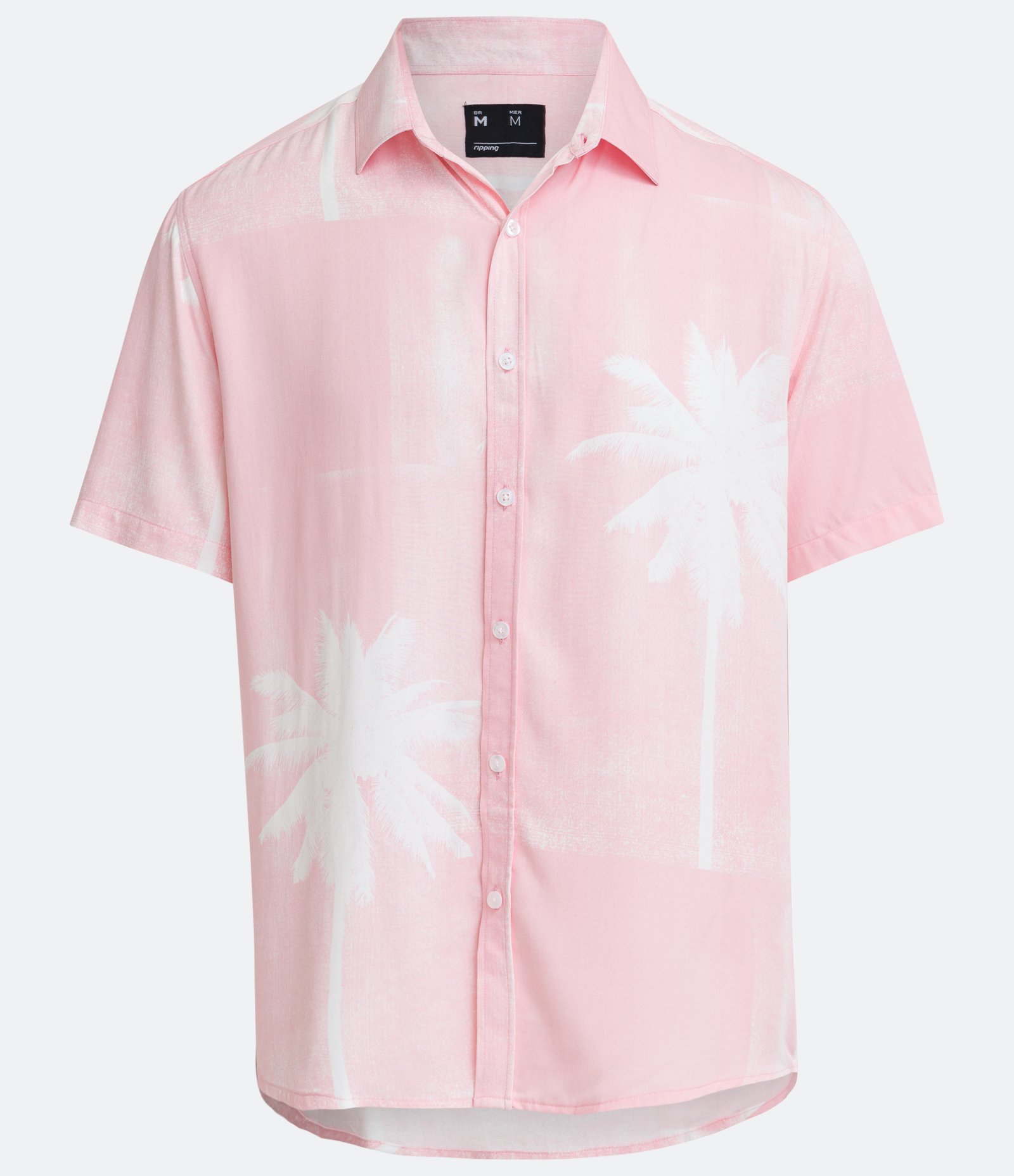Camisa Manga Curta em Viscose com Estampa Coqueiros Rosa 5