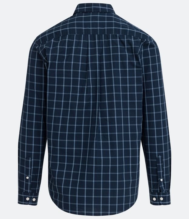 Camisa Comfort en Algodón con Estampado de Cuadros Azul 8