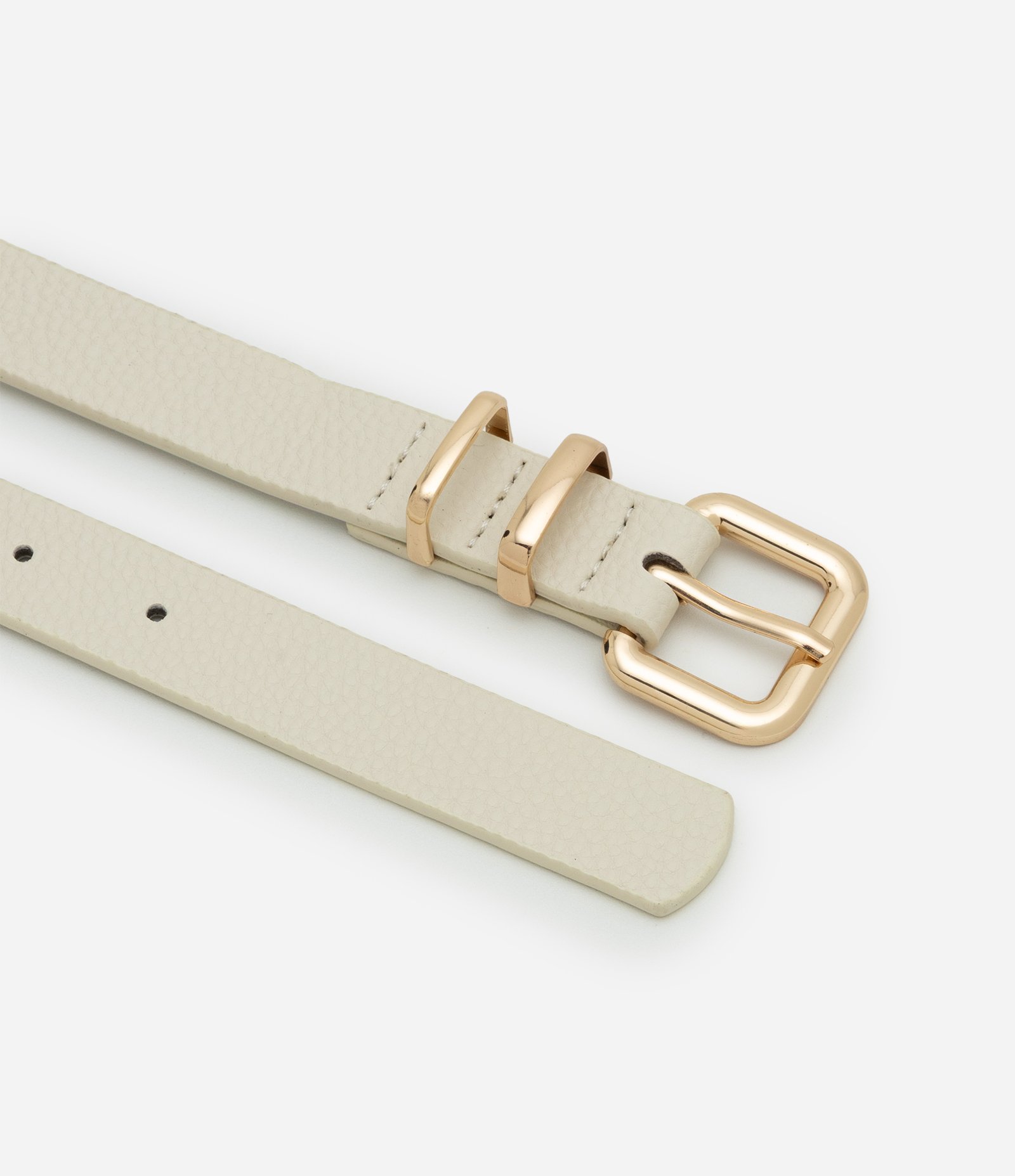 Kit 03 Cintos com Passante Metal em V Marrom/Preto/Off White 2