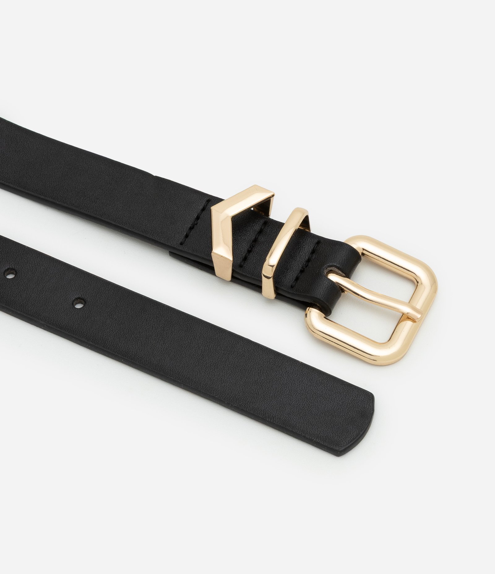 Kit 03 Cintos com Passante Metal em V Marrom/Preto/Off White 3