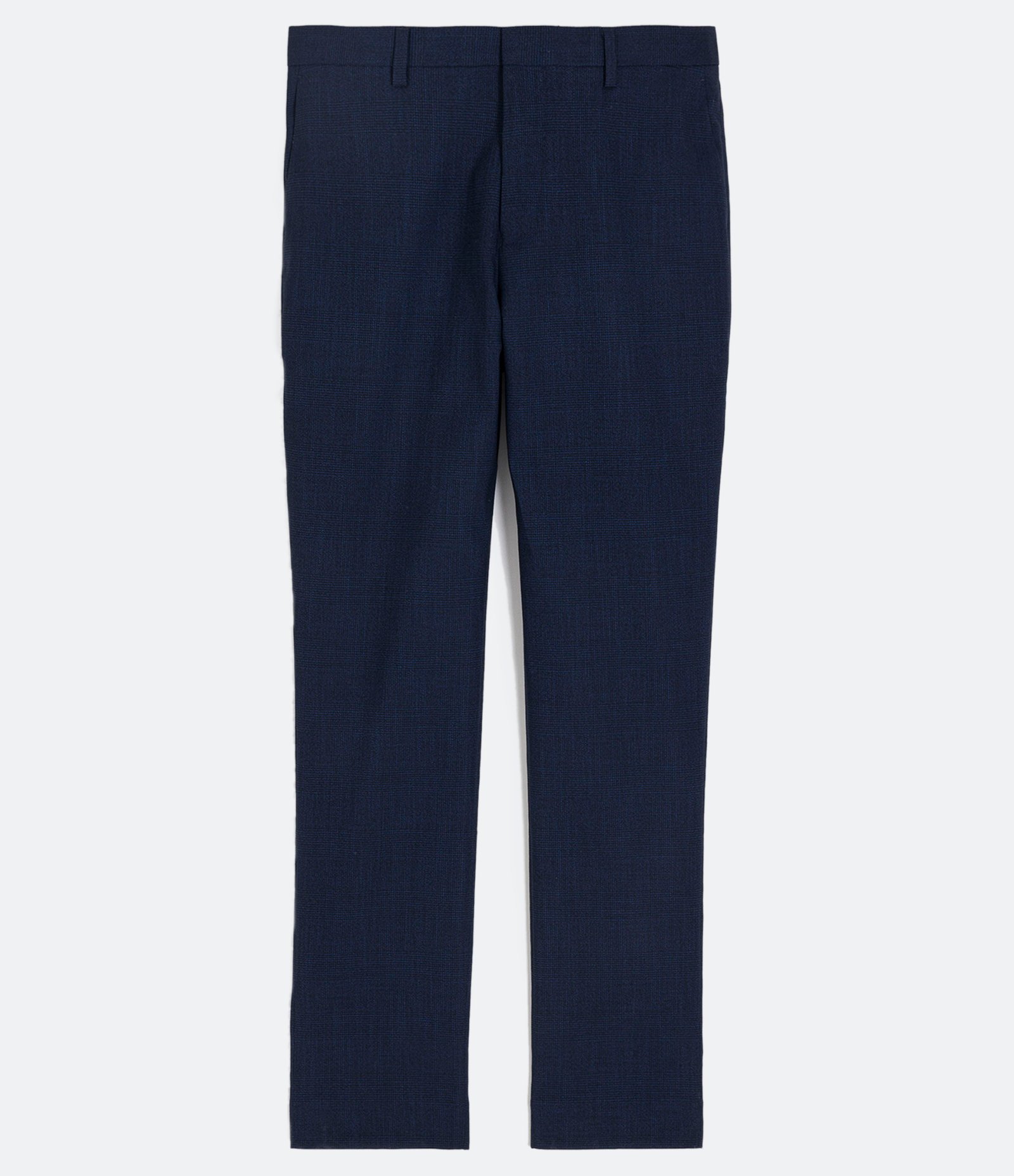 Calça Social Slim com Padronagem Xadrez em Fio Tinto Azul Escuro 1