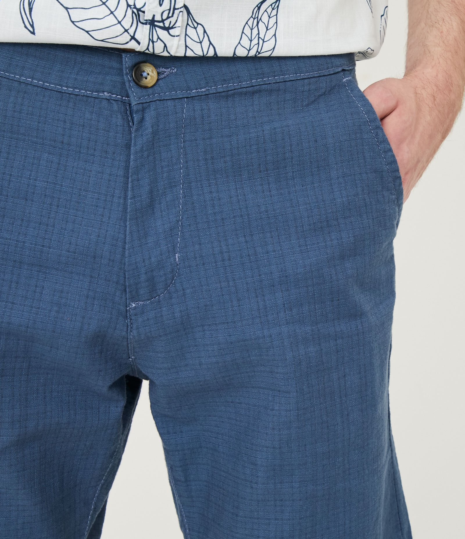 Bermuda em Linho com Textura Azul 5