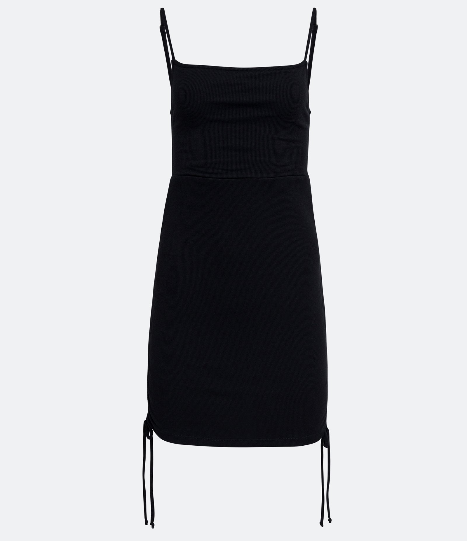 Vestido Curto em Ribana com Repuxado Lateral e Abertura nas Costas Preto 7