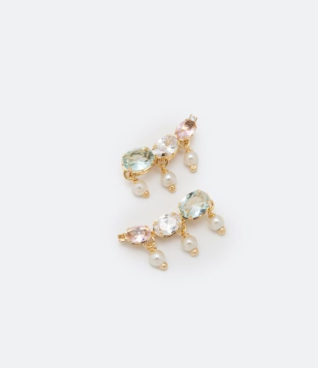 Pendiente Ear Cuff con Circonitas y Perlas Artificiales Multicolores 2