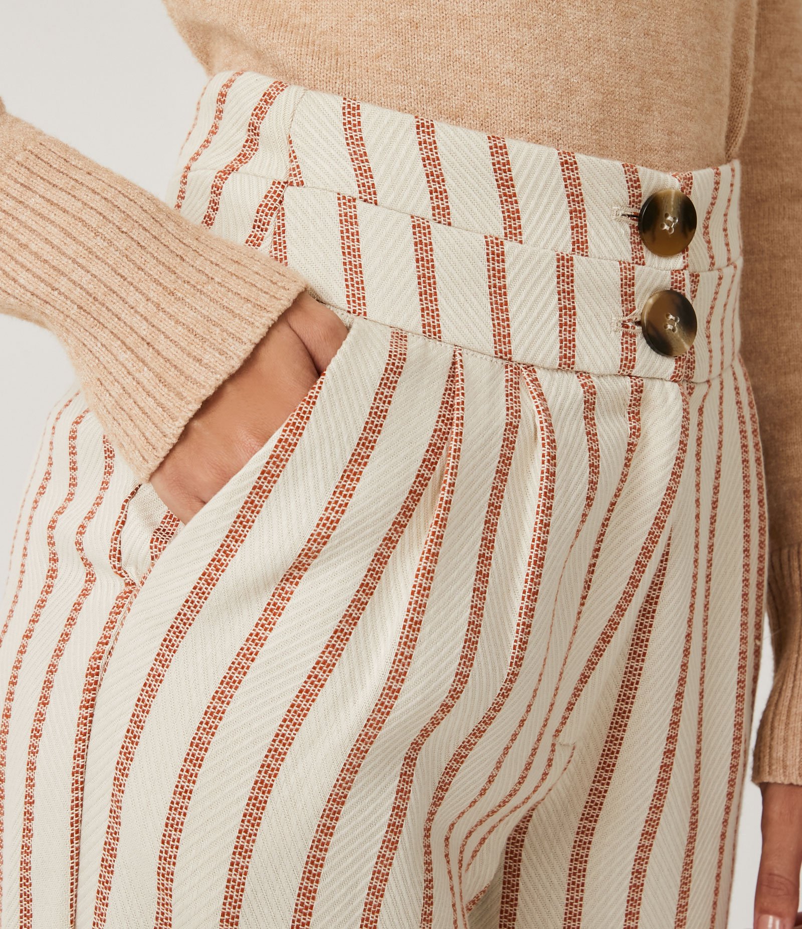 Calça Cenoura com Estampa Listrada Multicores 6